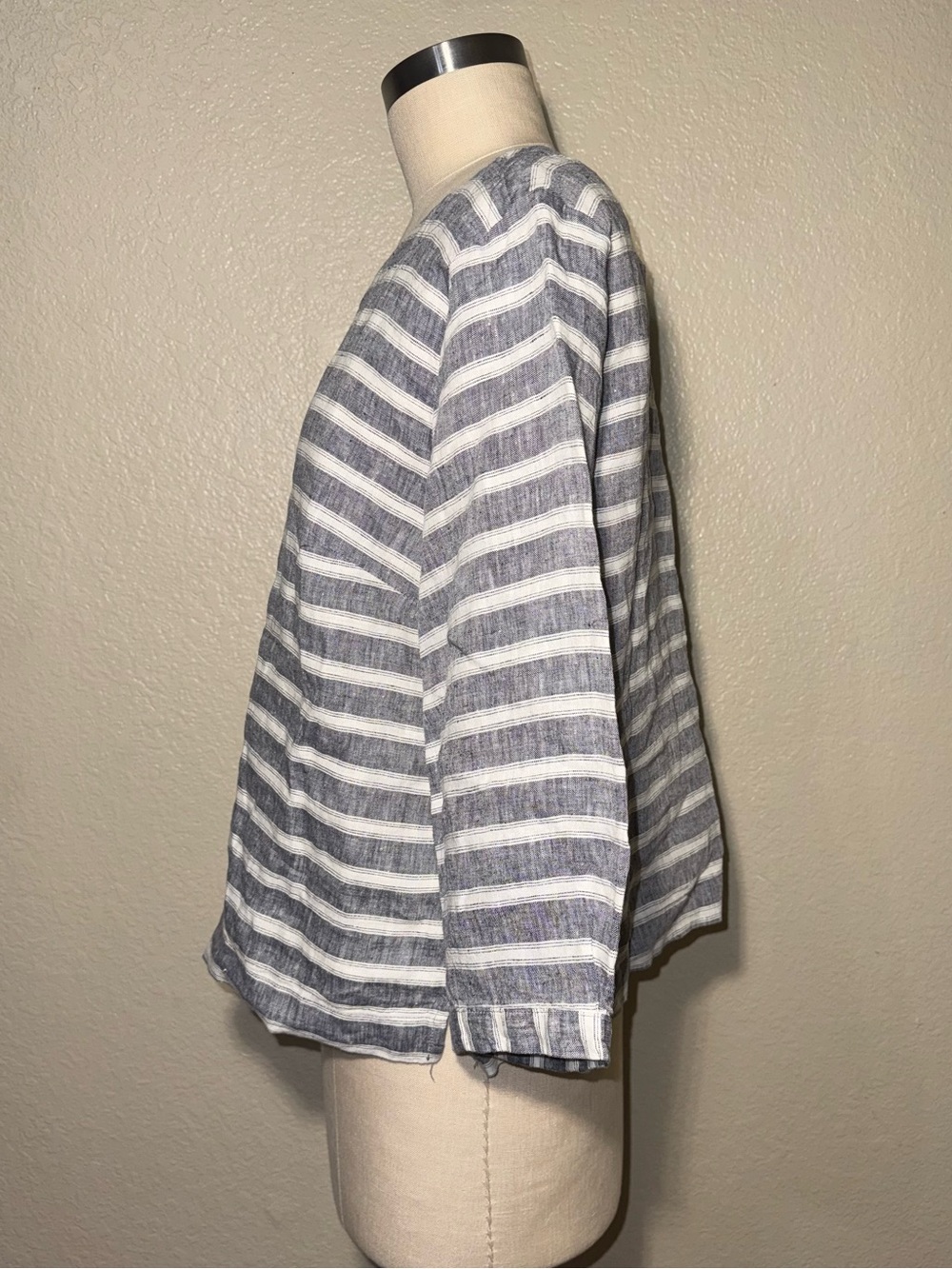 Christian Siriano 100% Linen Coastal Striped Blouse Large - Picture 3 of 6